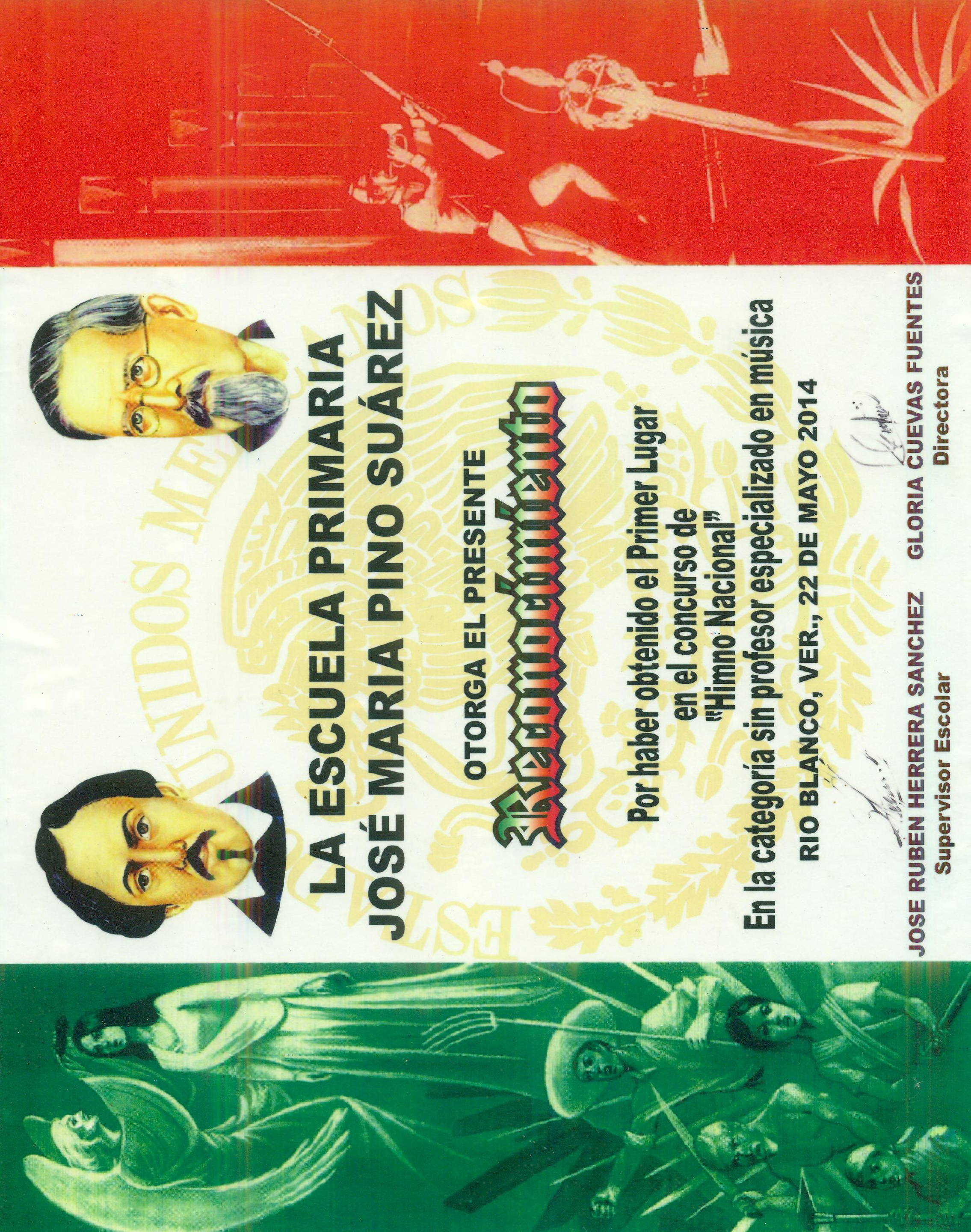 1er Lugar Concurso de Interpretación del Himno Nacional Mexicano 2014