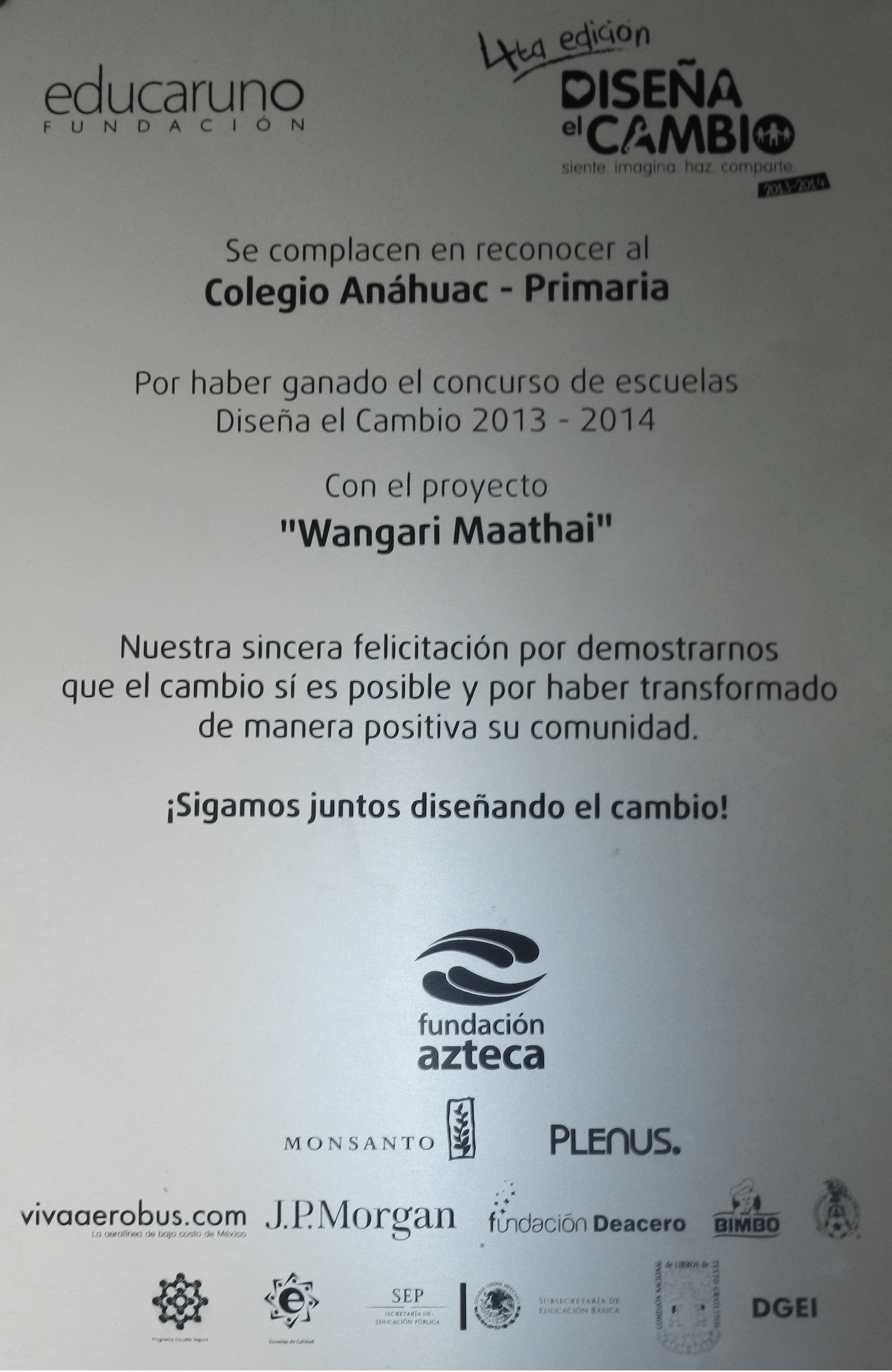 1er lugar en Diseña el Cambio 4ta edición